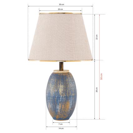Lampa stołowa RAMZES 1xE27/40W/230V kremowa/niebieska