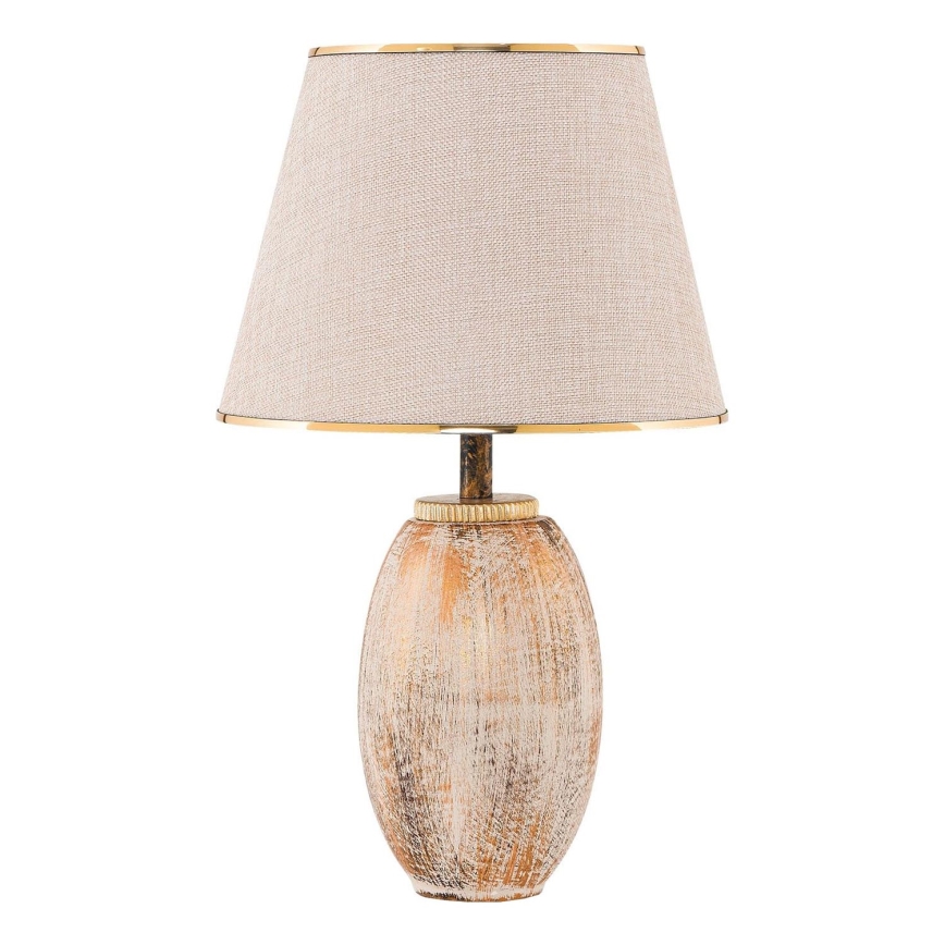 Lampa stołowa RAMZES 1xE27/40W/230V kremowa/złota