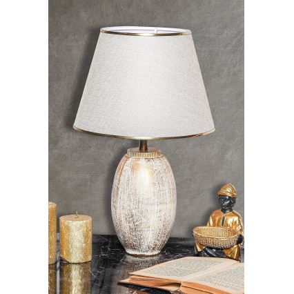 Lampa stołowa RAMZES 1xE27/40W/230V kremowa/złota