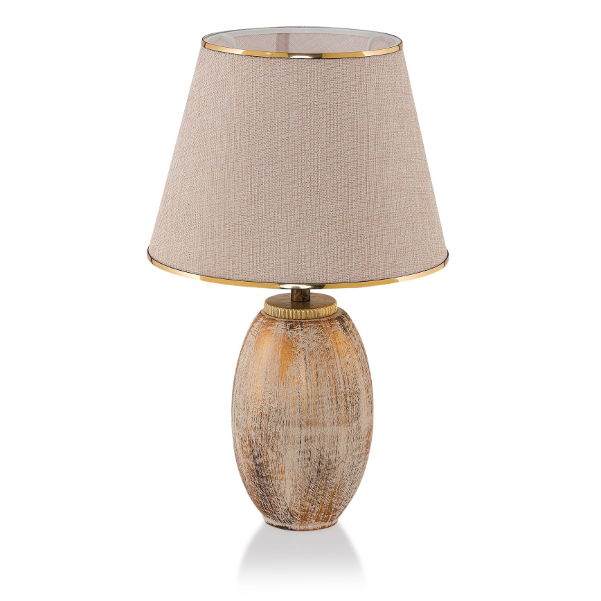 Lampa stołowa RAMZES 1xE27/40W/230V kremowa/złota