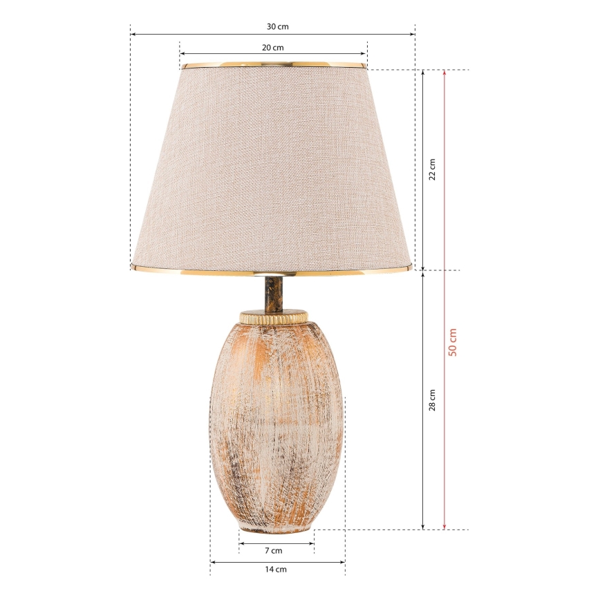 Lampa stołowa RAMZES 1xE27/40W/230V kremowa/złota