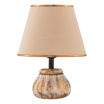 Lampa stołowa RAMZES 1xE27/40W/230V kremowa/złota