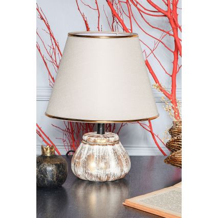 Lampa stołowa RAMZES 1xE27/40W/230V kremowa/złota