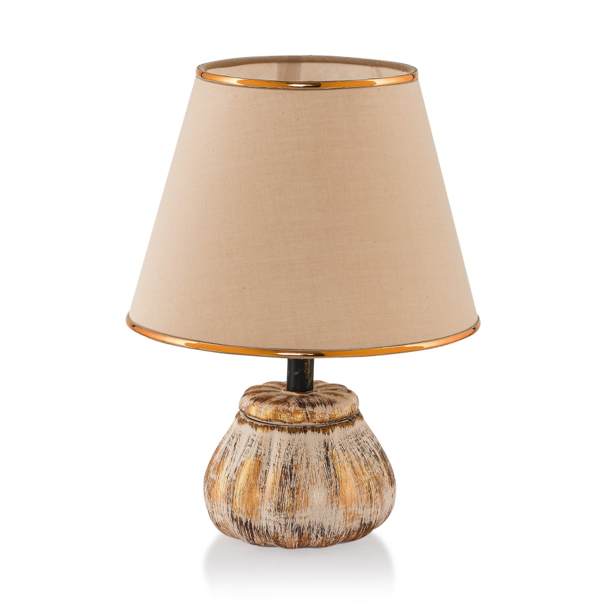 Lampa stołowa RAMZES 1xE27/40W/230V kremowa/złota