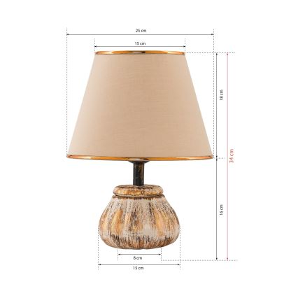Lampa stołowa RAMZES 1xE27/40W/230V kremowa/złota