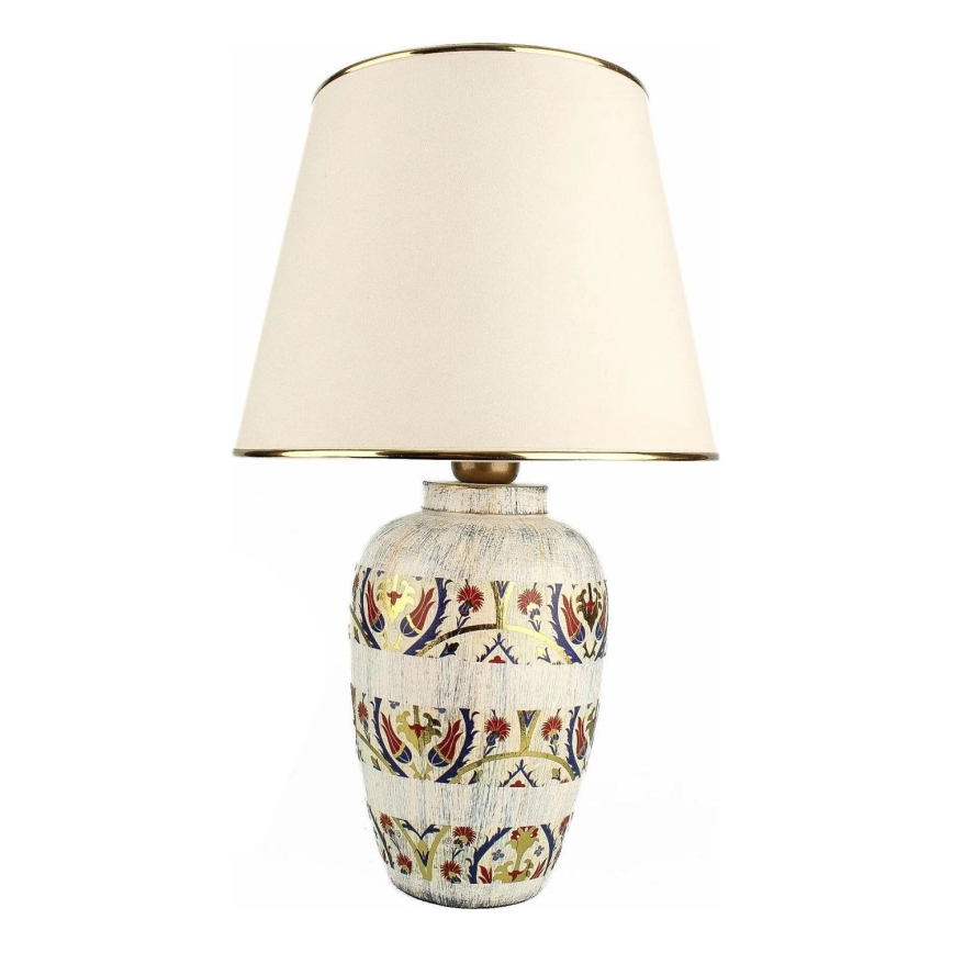 Lampa stołowa RAMZES 1xE27/40W/230V kremowa/złota