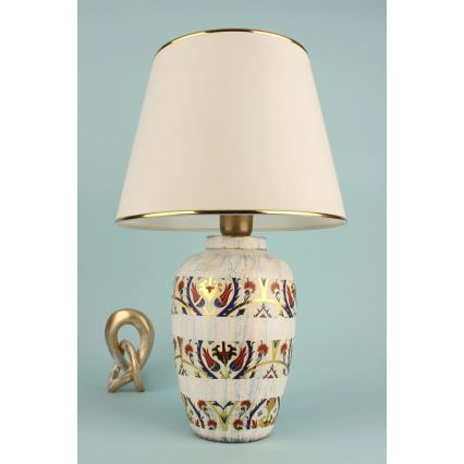 Lampa stołowa RAMZES 1xE27/40W/230V kremowa/złota