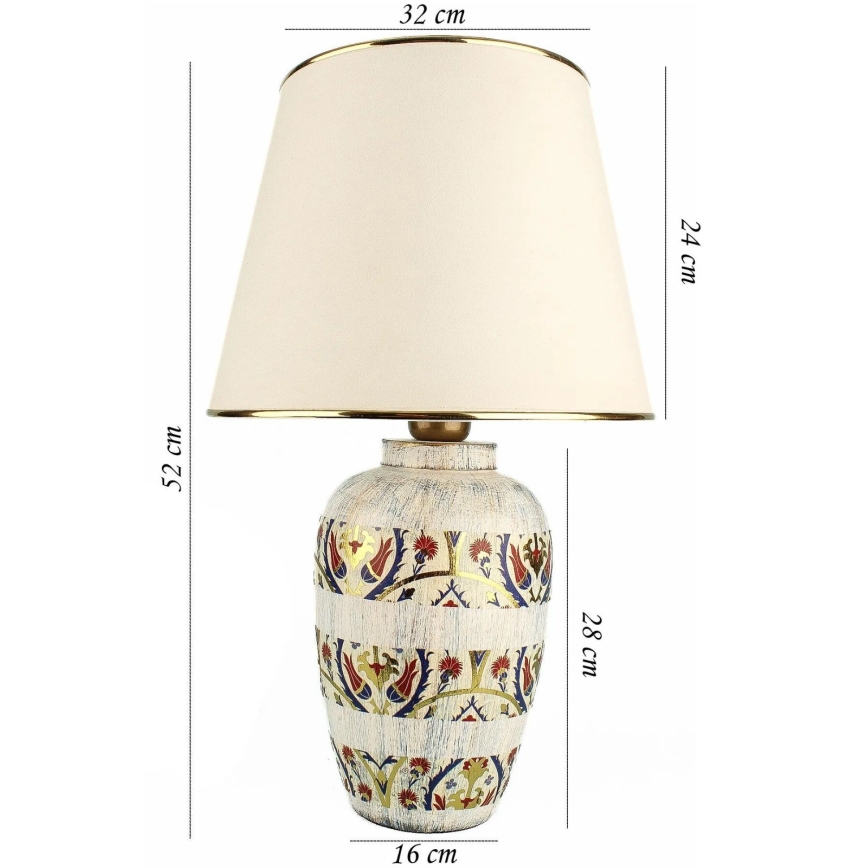 Lampa stołowa RAMZES 1xE27/40W/230V kremowa/złota