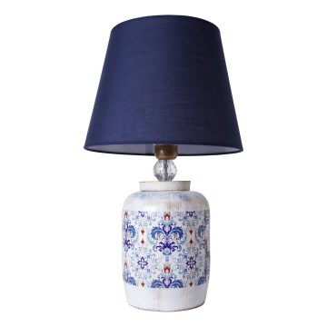 Lampa stołowa RAMZES 1xE27/40W/230V niebiesko-biała