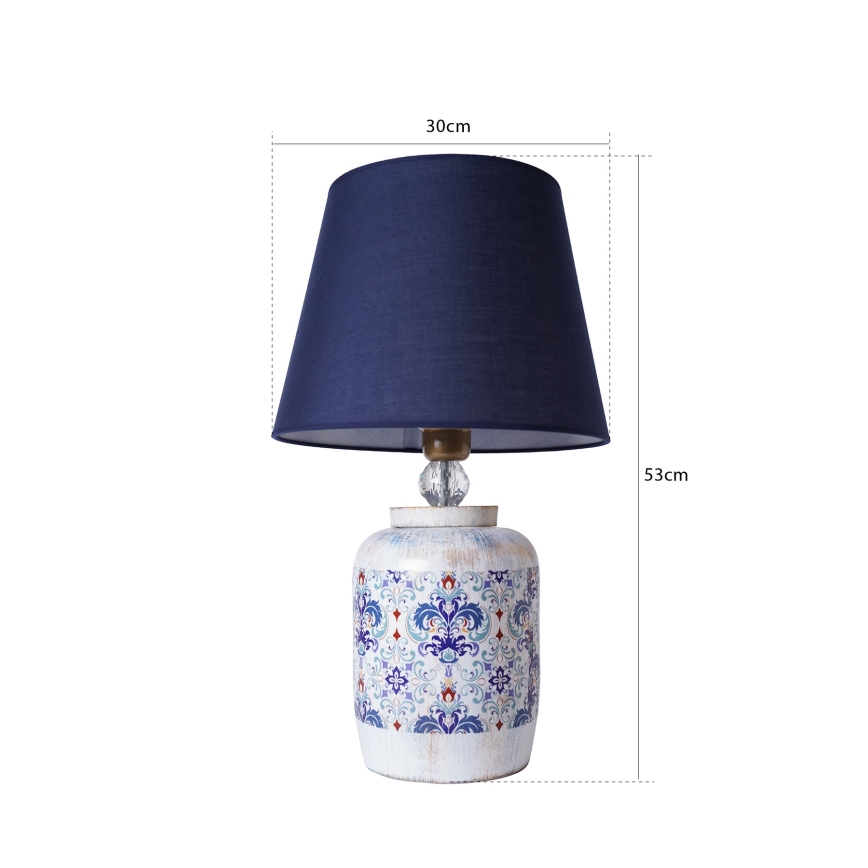 Lampa stołowa RAMZES 1xE27/40W/230V niebiesko-biała