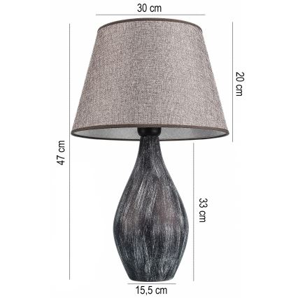 Lampa stołowa RAMZES 1xE27/40W/230V szara