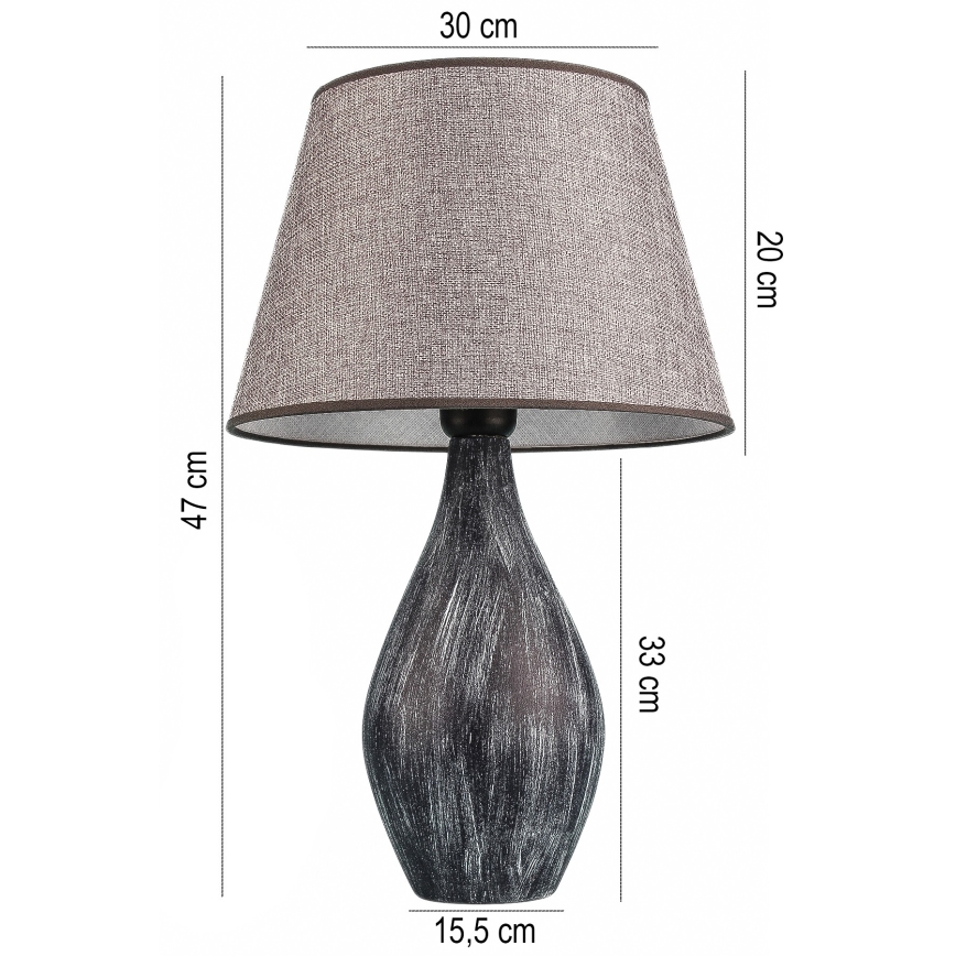 Lampa stołowa RAMZES 1xE27/40W/230V szara