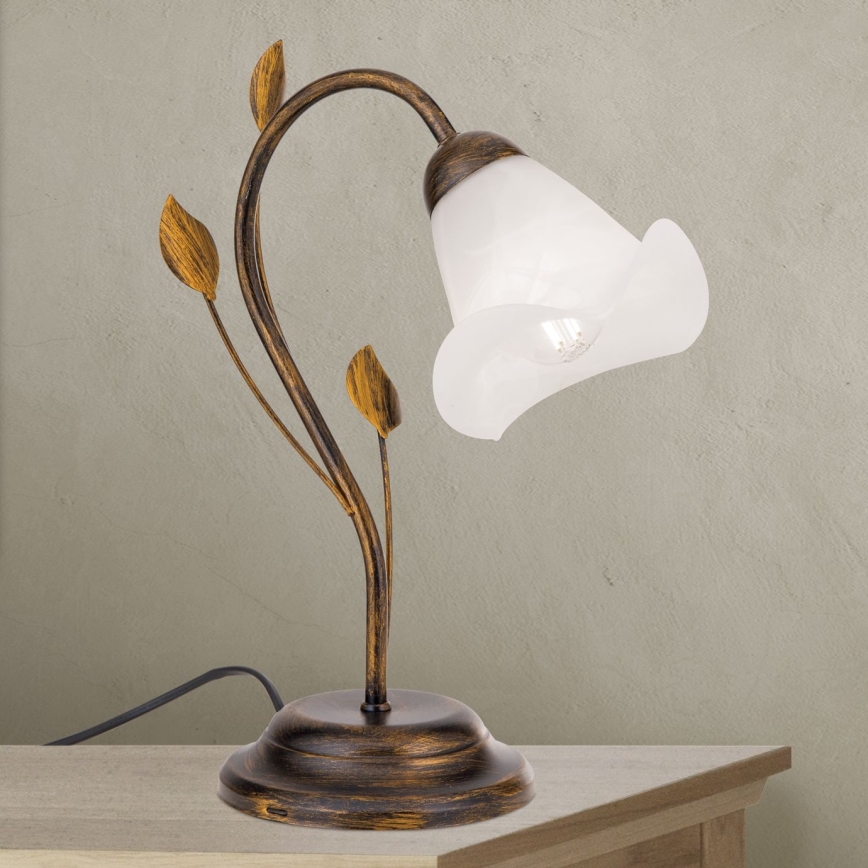 Lampa stołowa SISI 1xE14/40W/230V brąz/patyna