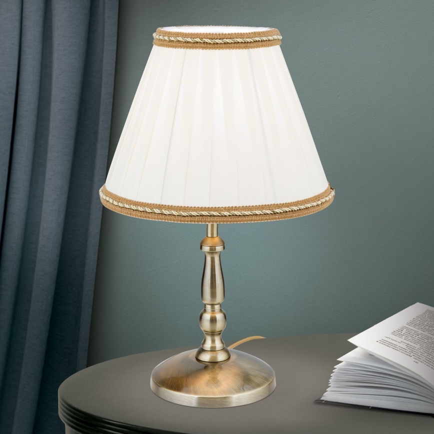 Lampa stołowa TONIA 1xE27/60W/230V śr. 25 cm białe/brąz