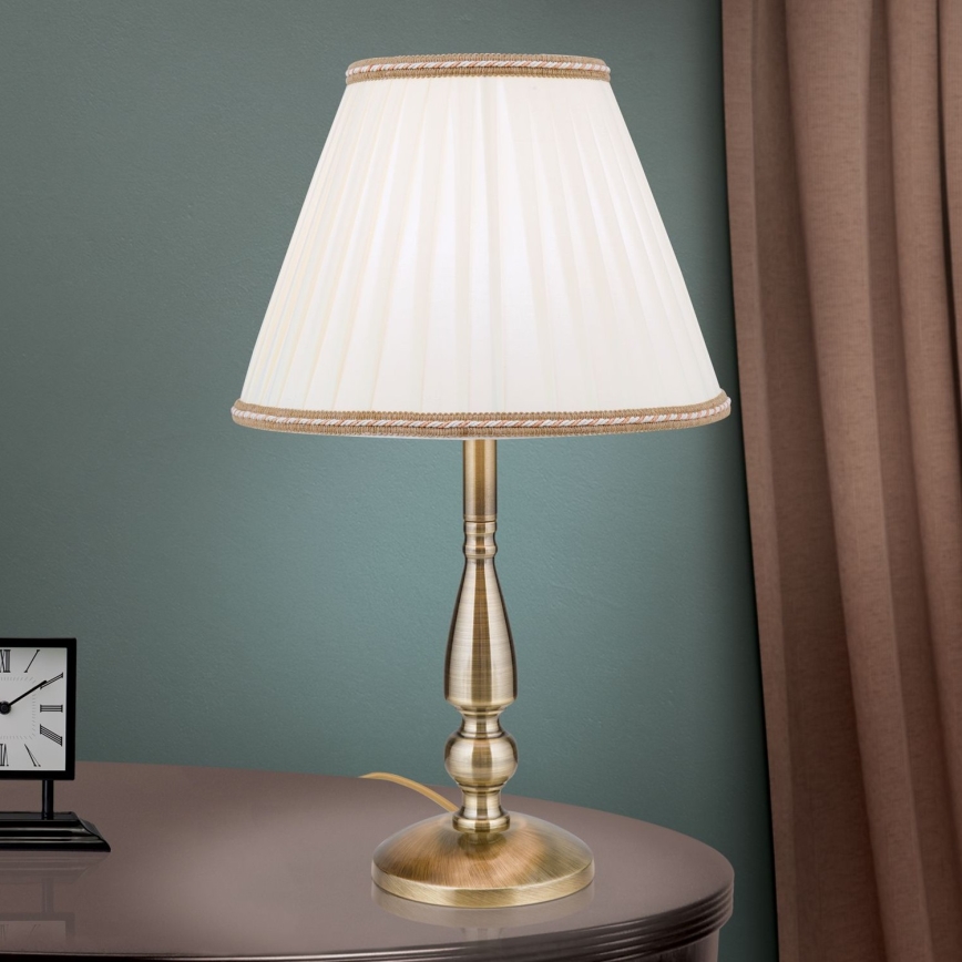 Lampa stołowa TONIA 1xE27/60W/230V śr. 30 cm biała/brąz