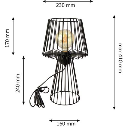 Lampa stołowa TORRI 1xE27/15W/230V czarna