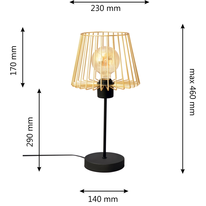 Lampa stołowa TORRI 1xE27/15W/230V złota/czarna