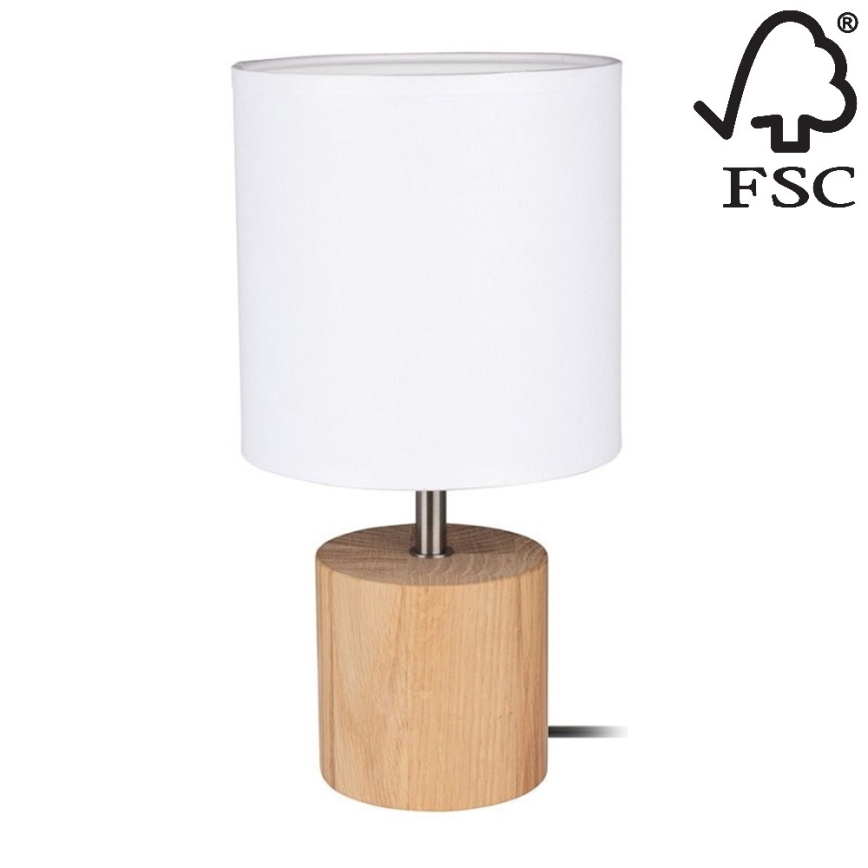 Lampa stołowa TRONGO ROUND 1xE27/25W/230V dąb - certyfikat FSC