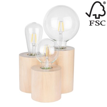 Lampa stołowa VINCENT 3xE27/15W/230V brzoza - certyfikat FSC