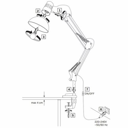 Lampa stołowa WORKER 1xE27/10W/230V biała