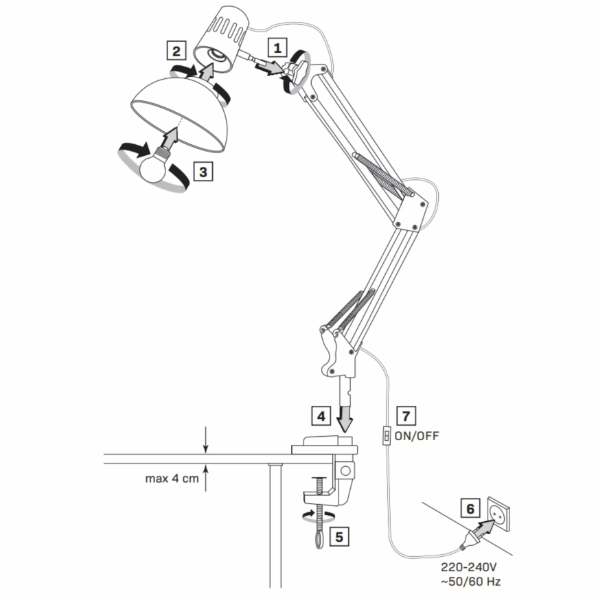 Lampa stołowa WORKER 1xE27/10W/230V biała