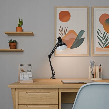 Lampa stołowa z klipsem 1xE27/60W/230V czarna