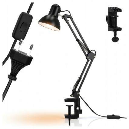 Lampa stołowa z klipsem 1xE27/60W/230V czarna