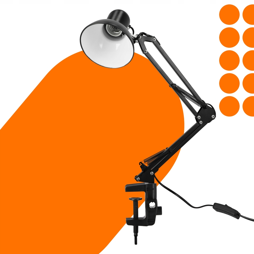 Lampa stołowa z klipsem 1xE27/60W/230V czarna
