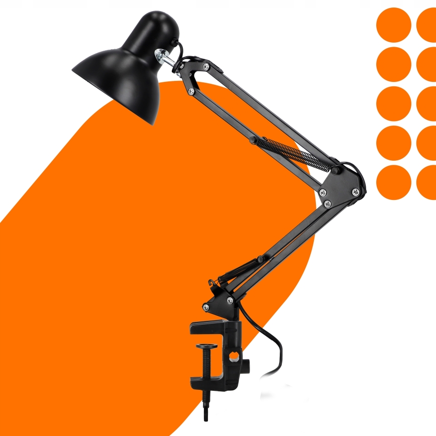 Lampa stołowa z klipsem 1xE27/60W/230V czarna