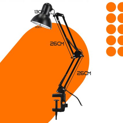 Lampa stołowa z klipsem 1xE27/60W/230V czarna