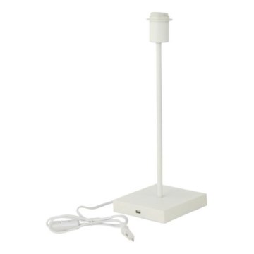 Lampa stołowa z portem USB 1xE27/15W/230V biała