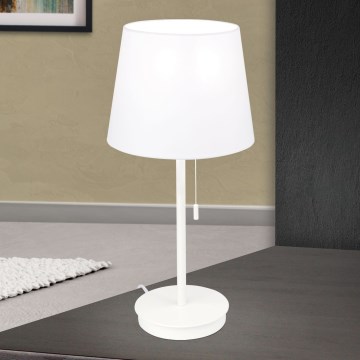 Lampa stołowa z portem USB LUDWIG 1xE27/40W/230V 50 cm biała