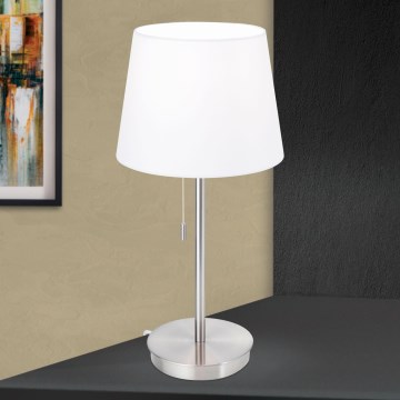 Lampa stołowa z portem USB LUDWIG 1xE27/40W/230V 50 cm biała/matowy chrom