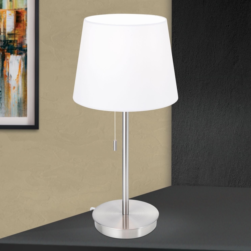Lampa stołowa z portem USB LUDWIG 1xE27/40W/230V 50 cm biała/matowy chrom