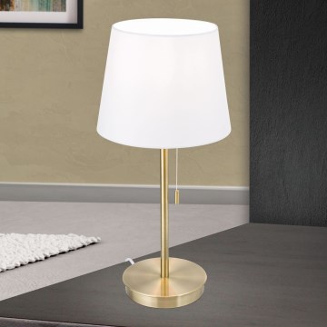 Lampa stołowa z portem USB LUDWIG 1xE27/40W/230V 50 cm biała/złota