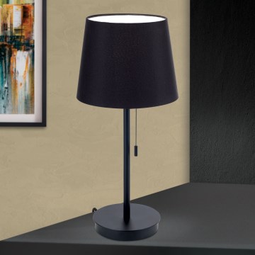 Lampa stołowa z portem USB LUDWIG 1xE27/40W/230V 50 cm czarna