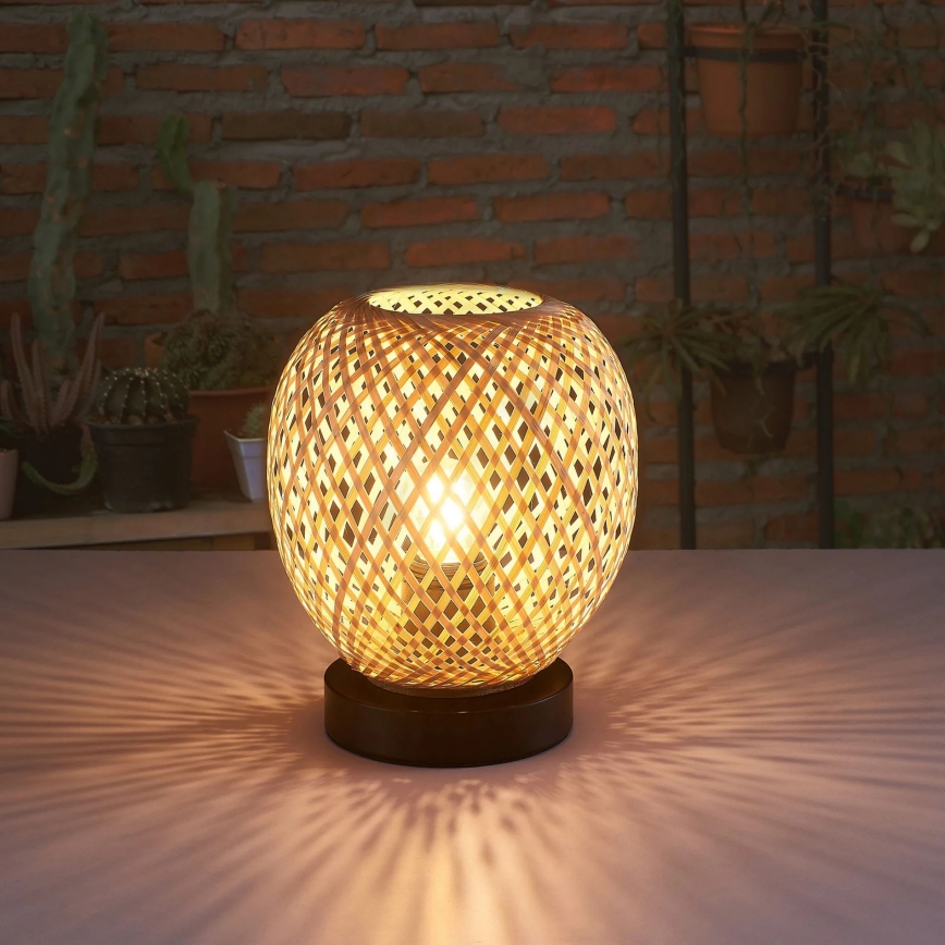Lampa stołowa ZANZIBAR 1xE27/20W/230V śr. 18 cm bambus