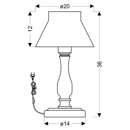 Lampa stołowa ZEFIR 1xE27/40W/230V