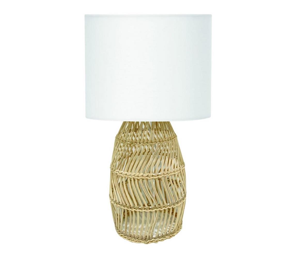 Lampa stołowa 1xE27/25W/230V rattan/biały