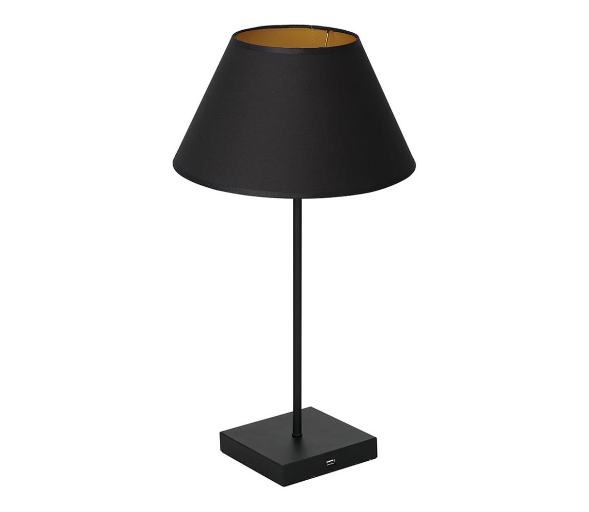 Lampa stołowa ze złączem USB 1xE27/60W/230V czarny
