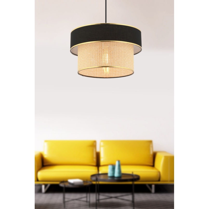 Lampa su linką ERO 1xE27/60W/230V czarna/beżowa