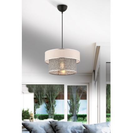 Lampa su linką ERO 1xE27/60W/230V kremowa/szara