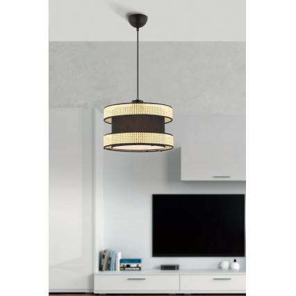 Lampa su linka HALO 1xE27/60W/230V czarna/beżowa