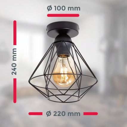 Lampa sufitowa 1x E27/40W/230V czarna