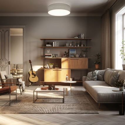 Lampa sufitowa 2xE27/40W/230V Ø 38 cm beżowa