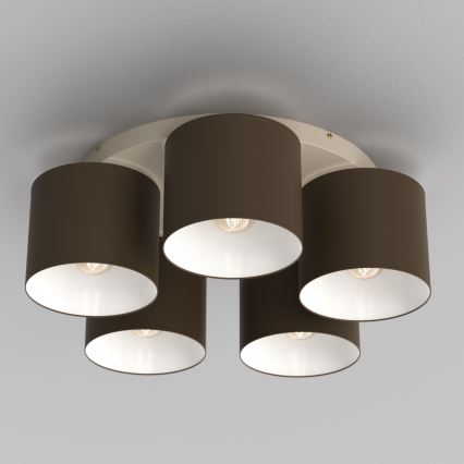 Lampa sufitowa ARDEN 5xE27/15W/230V śr. 58 cm beżowa/brązowa