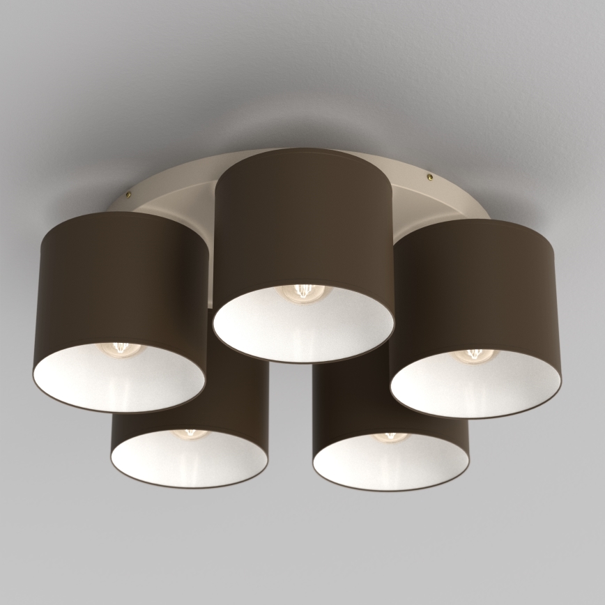 Lampa sufitowa ARDEN 5xE27/15W/230V śr. 58 cm beżowa/brązowa