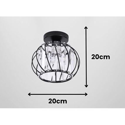 Lampa sufitowa BELLA 1xE27/40W/230V, śr. 20 cm, czarna