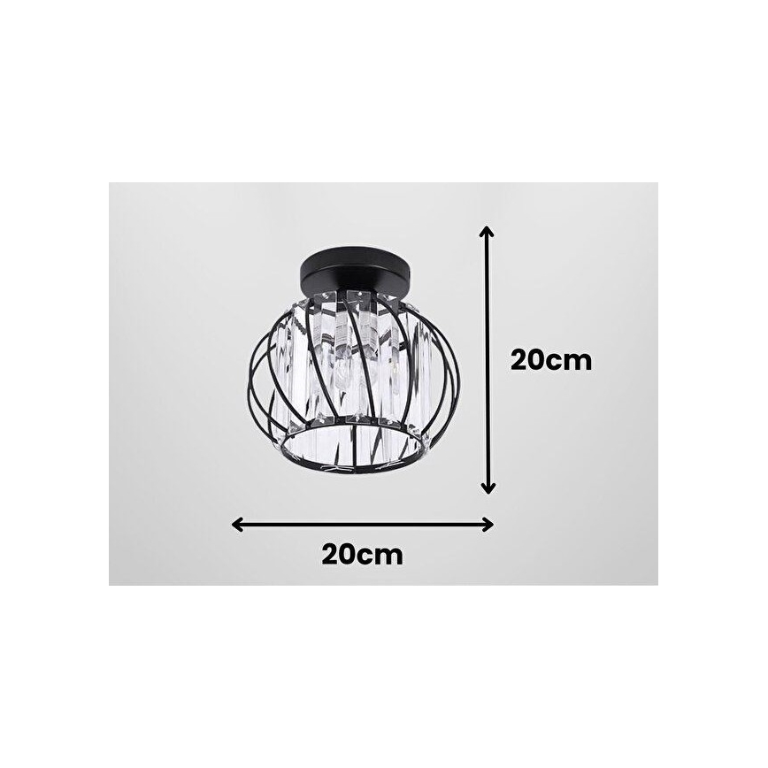 Lampa sufitowa BELLA 1xE27/40W/230V, śr. 20 cm, czarna