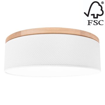 Lampa sufitowa BENITA 2xE27/25W/230V śr. 48 cm biała/dąb – certyfikat FSC